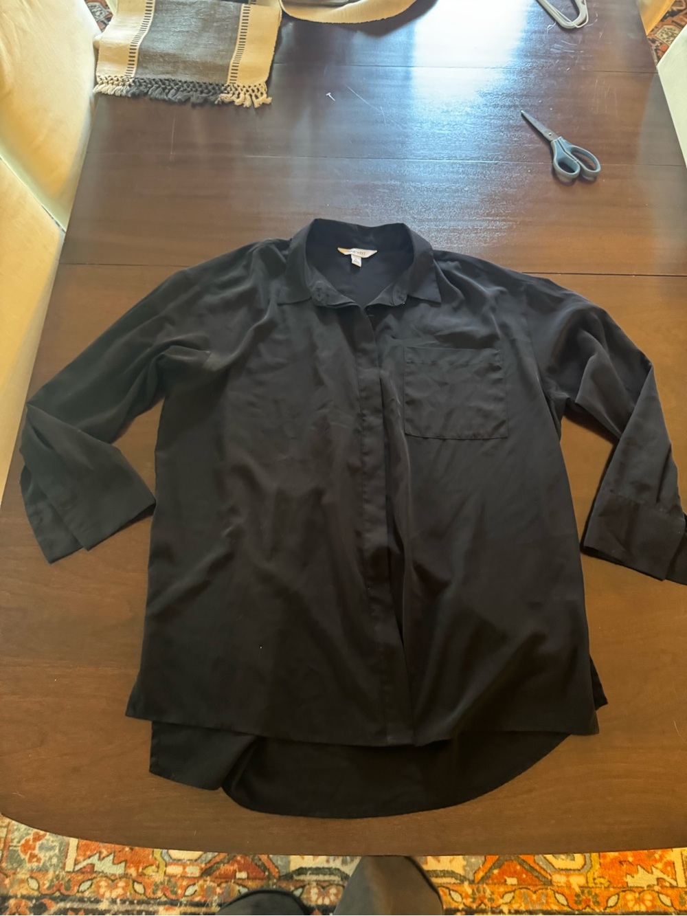 Nine West Black Button-Down Relaxed Tunic Shirt